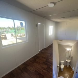 OFICINA CON  BAÑO COMPLETO. 6X2.44 DESDE